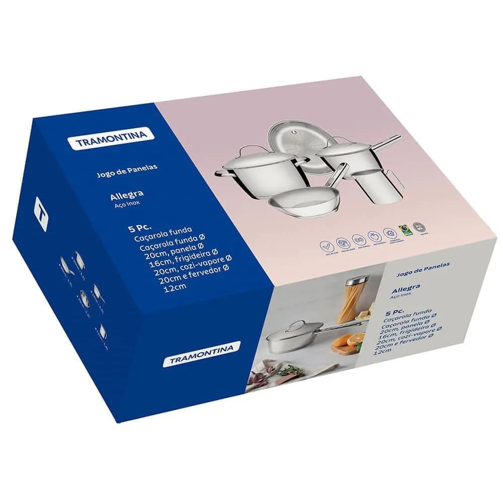Juego De Ollas Tramontina Inducción Allegra 5 Pz Acero Inox — miniatura 2