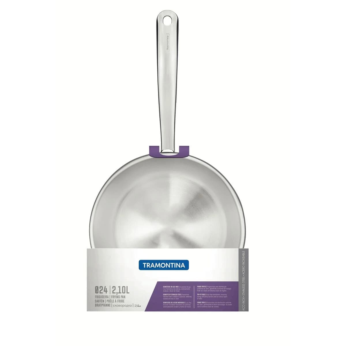 Sarten Tramontina Inducción 24 Cm Triple Fondo Acero Inox — imagen 1 de 6