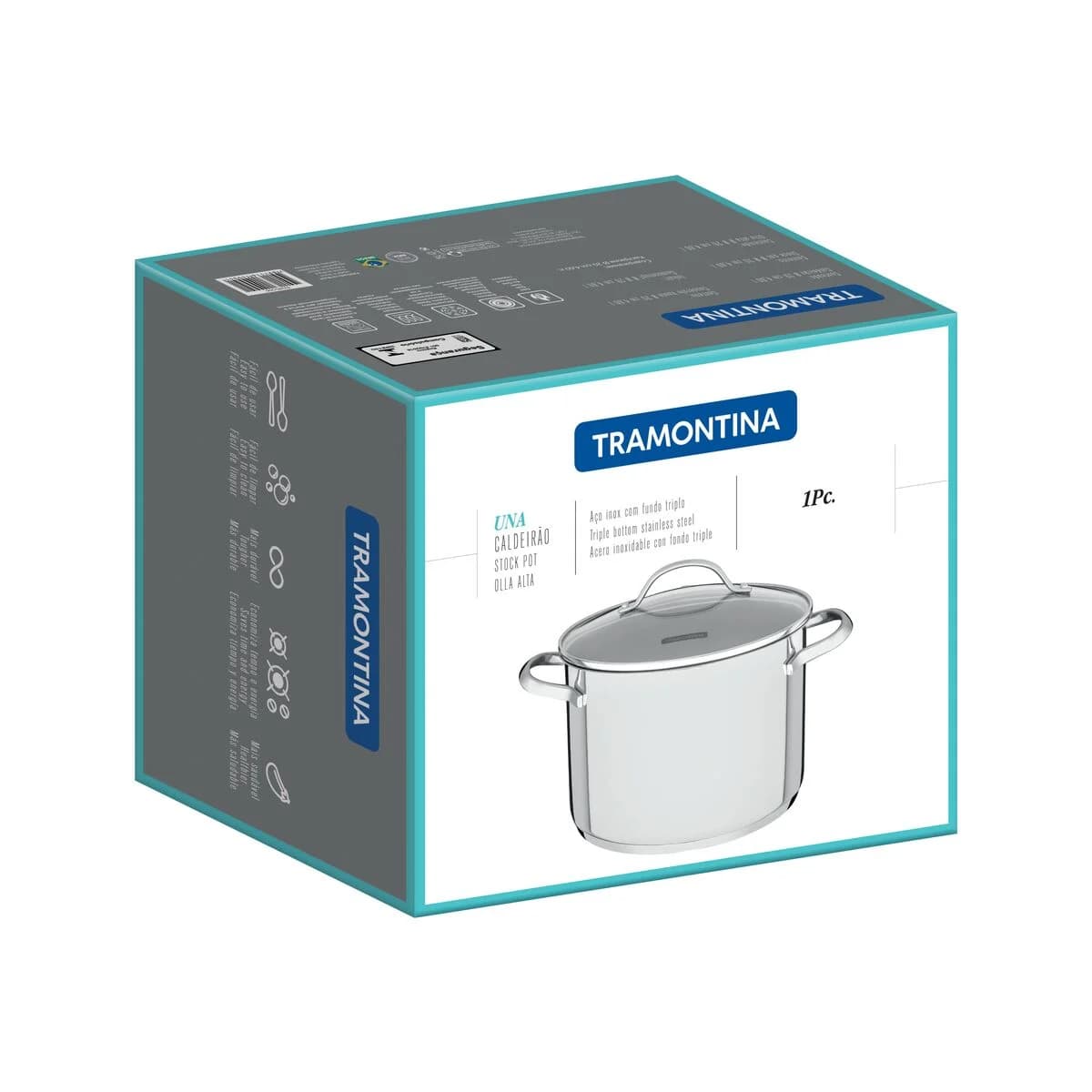 Olla Tramontina Induccion 24 Cm 7,70 Litros Acero Inox Una — miniatura 2