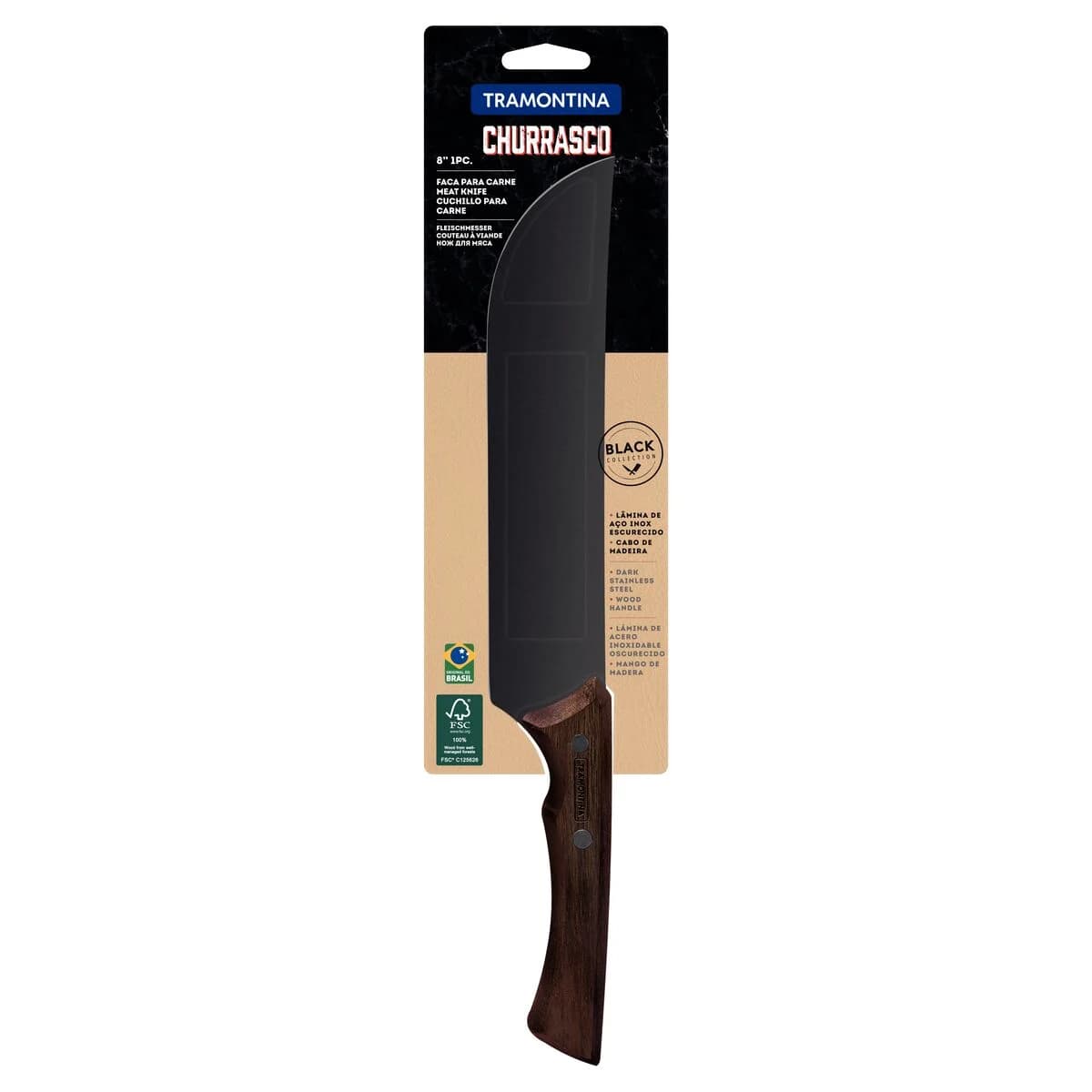 Cuchilla De Carne Tramontina Churrasco Black 8 Acero Inox — miniatura 2