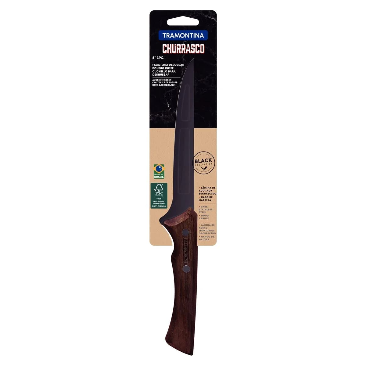 Cuchillo Deshuesar Tramontina Black Acero Inox 6 Pulgadas — miniatura 2