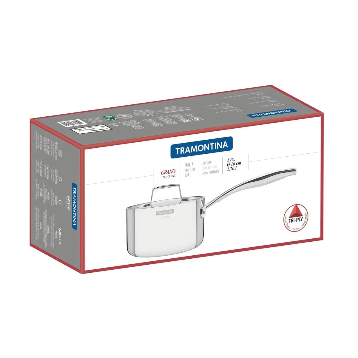Olla Tramontina Triple Fondo Acero Inox 16 Cm 1,7 Lts Grano — miniatura 2