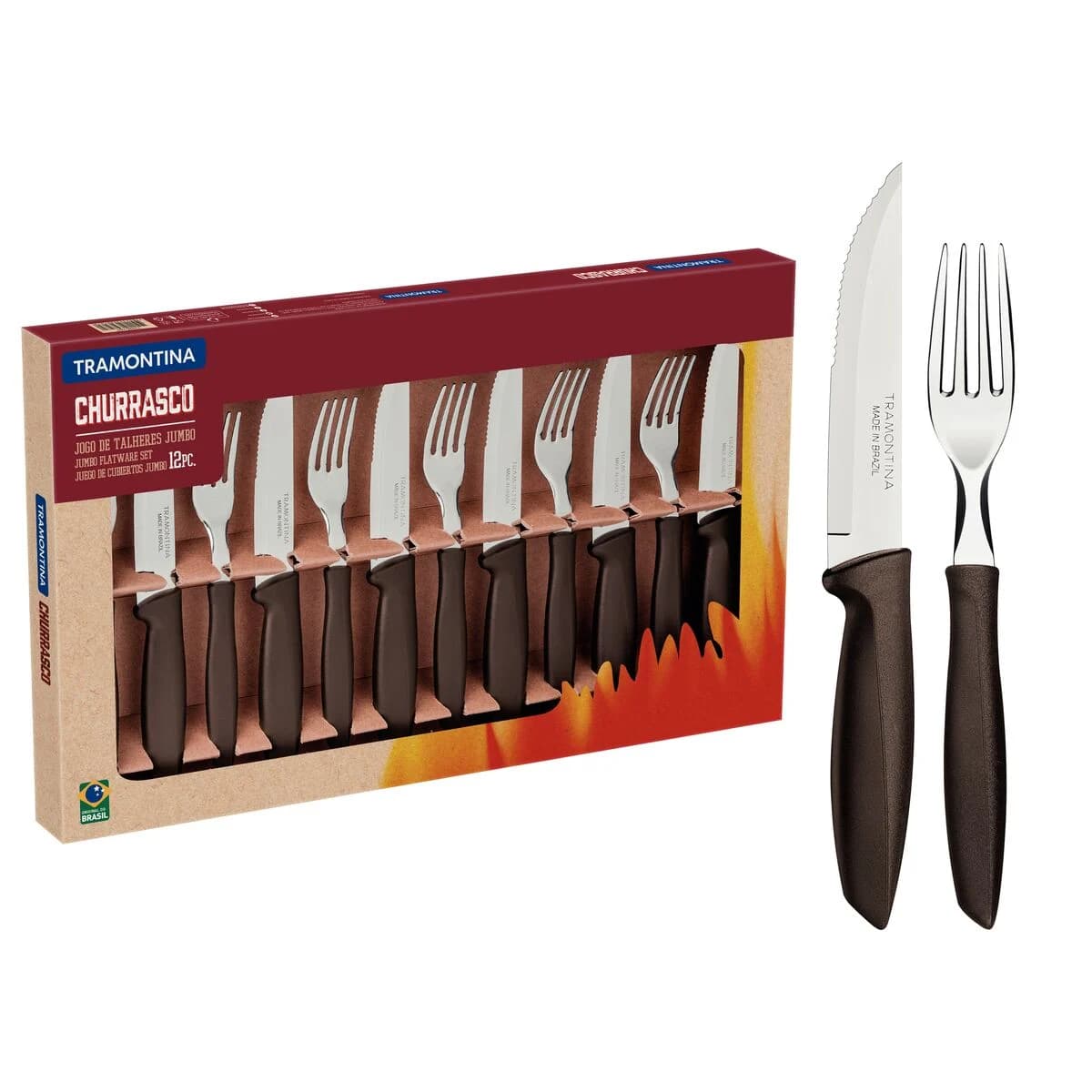 Juego De Cubiertos Tramontina Jumbo Asado 12 Pz Plenus — imagen 1 de 5