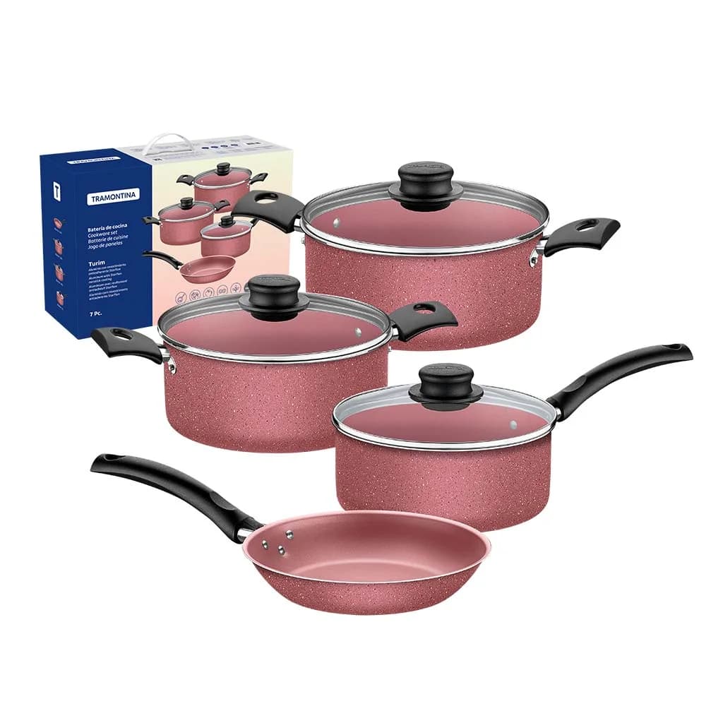 Juego De Ollas Bateria Tramontina Rosa 25 Piezas Asaderas — miniatura 3