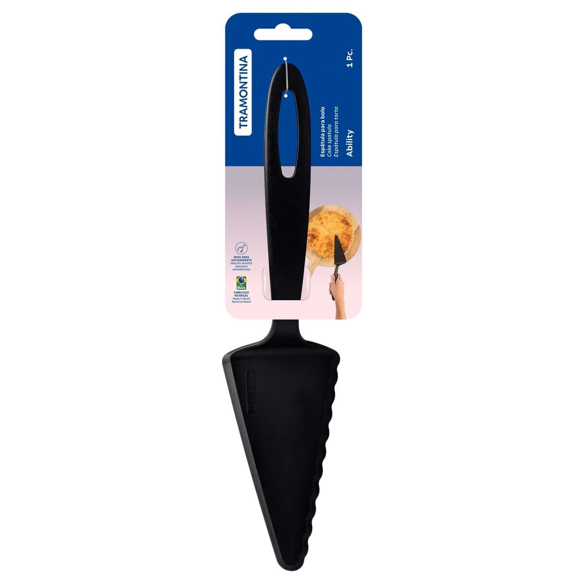 Espatula De Nylon Tramontina Para Tortas Ability Negra 30 Cm — imagen 1 de 4