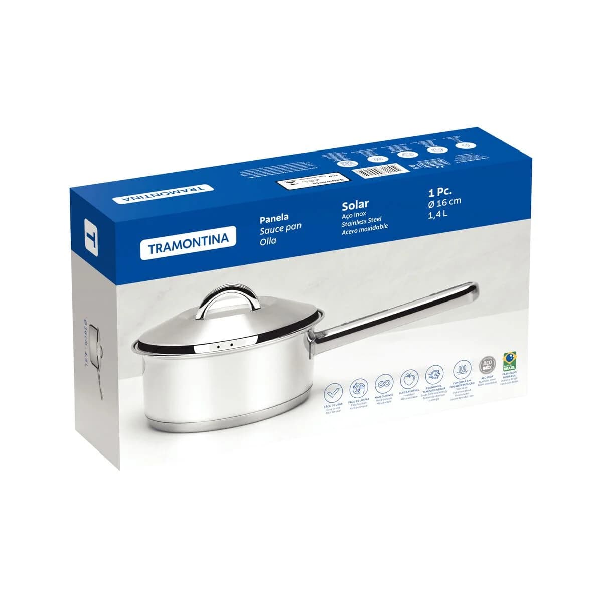 Olla Tramontina Acero Inoxidable Induccion 1,4 Litros Solar — miniatura 2