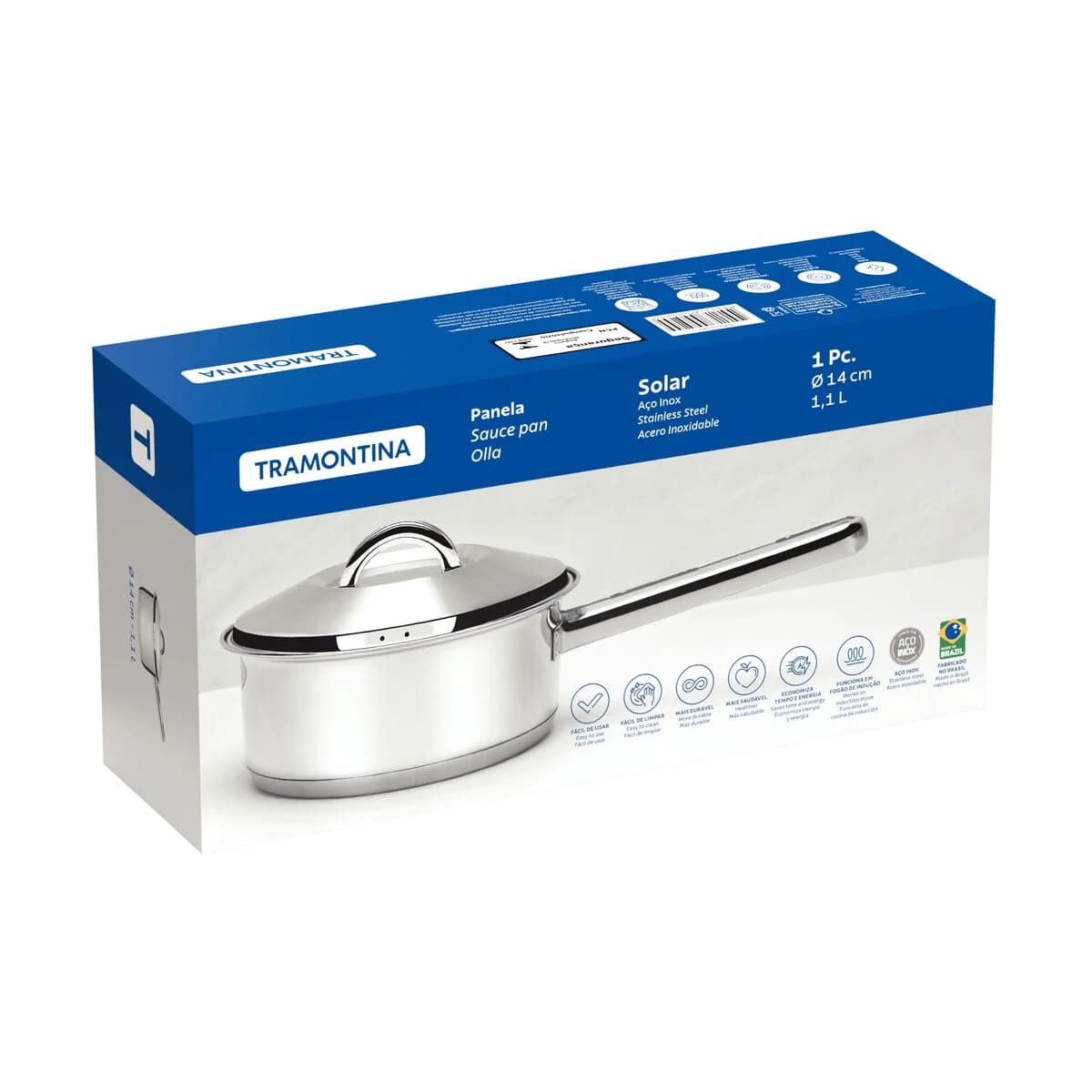 Olla Tramontina Acero Inoxidable Induccion 1,1 Litros Solar — miniatura 2