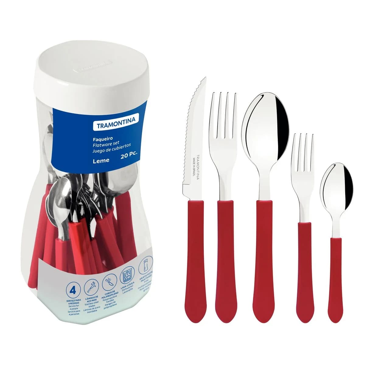 Juego De Cubiertos Tramontina 20 Piezas Leme Acero Inox — imagen 1 de 4