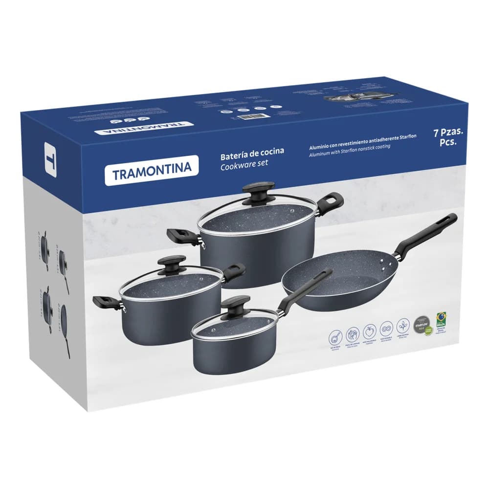 Juego De Ollas Bateria De Cocina Tramontina 7 Piezas Azul — miniatura 2