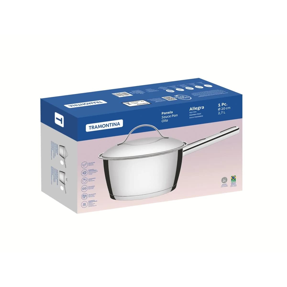 Olla Tramontina Acero Inox Induccion 20 Cm 2.7 Lts Allegra — miniatura 2