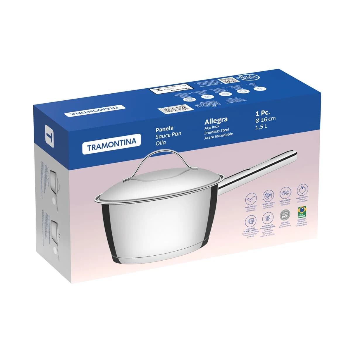 Olla Tramontina Acero Inox Induccion 16 Cm 1.6 Lts Allegra — miniatura 2