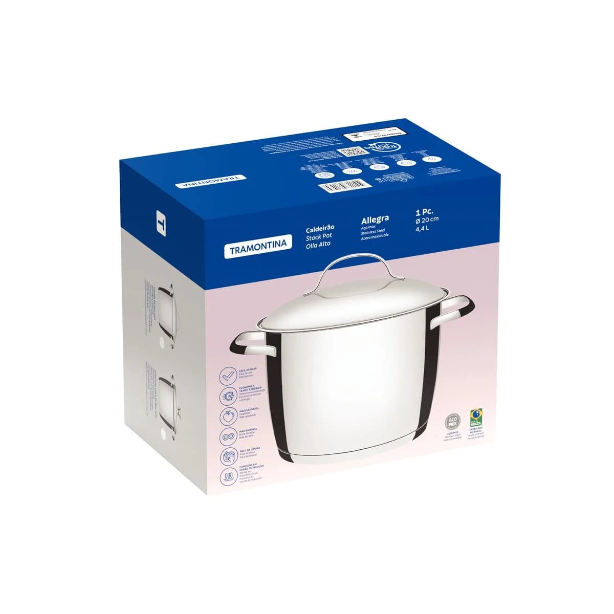 Olla Tramontina Acero Inox Induccion 20 Cm 4,4 Lts Allegra — miniatura 2