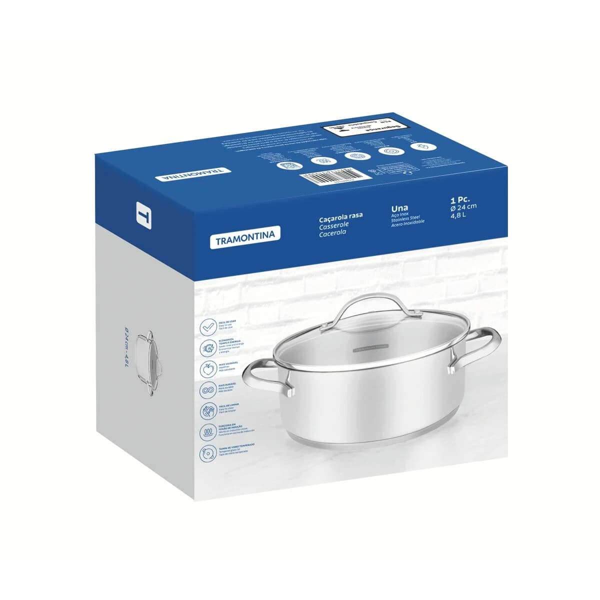Olla Tramontina Induccion 24 Cm 4,80 Litros Acero Inox Una — miniatura 2