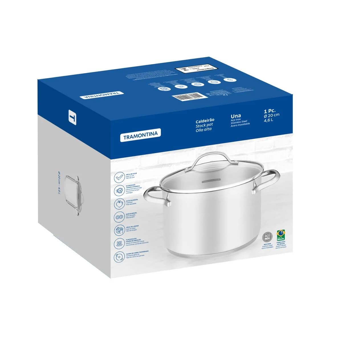 Olla Tramontina Induccion 20 Cm 4,60 Litros Acero Inox Una — miniatura 2