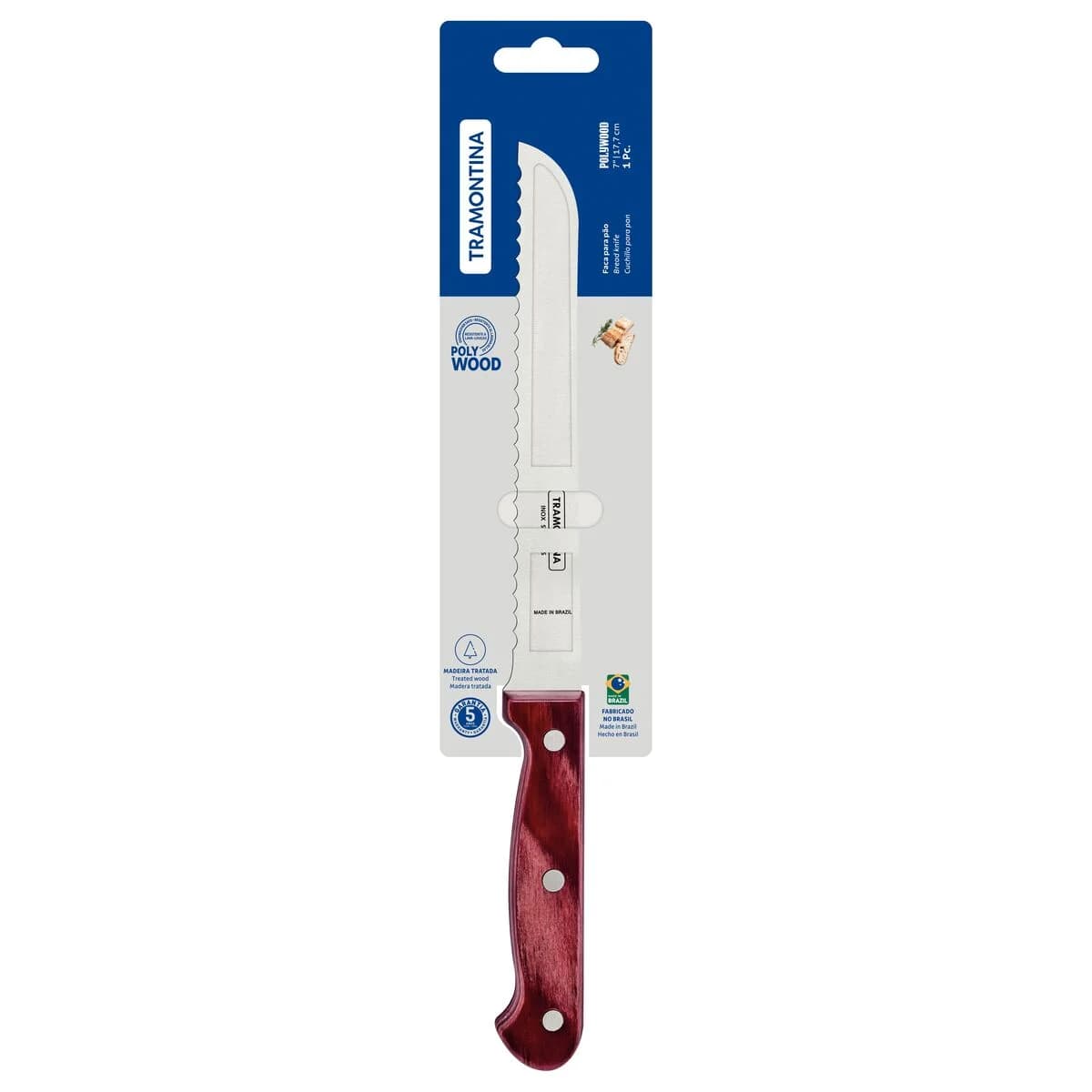 Cuchilla De Pan Tramontina Acero Inoxidable Polywood 7 — imagen 1 de 4