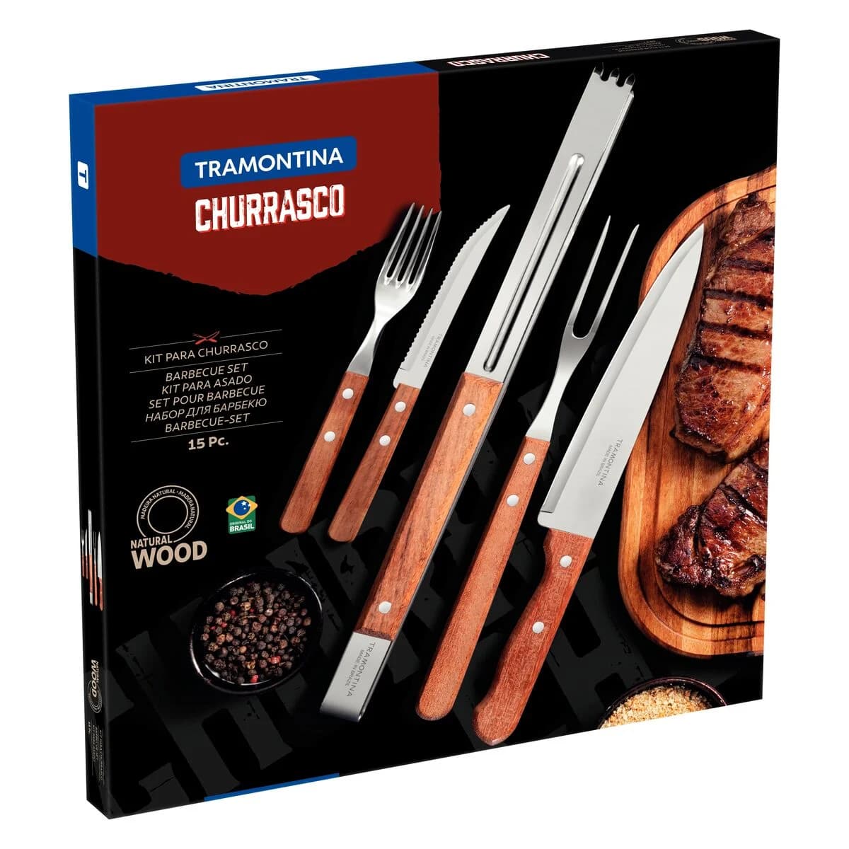 Juego De Asado Tramontina 15 Piezas Dynamic Madera Parrilla — miniatura 3