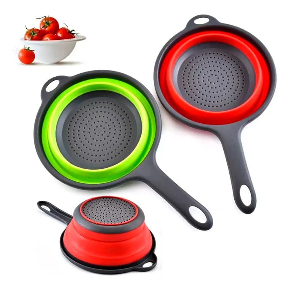 Colador Escurridor Plegable De Silicona 24 Cm Con Mango — miniatura 2