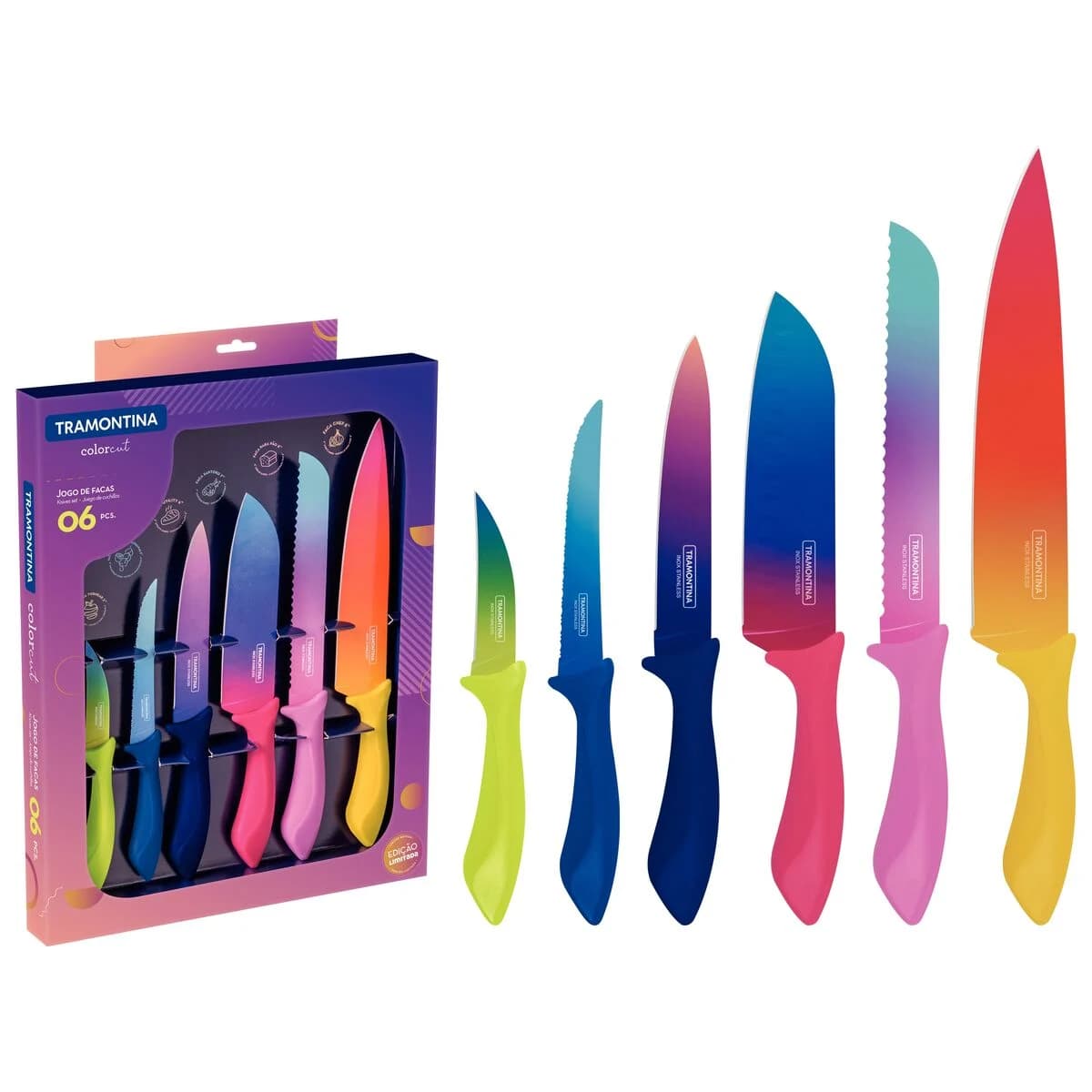 Juego de Cuchillos Tramontina Colorcut Acero Inox 6 Piezas — miniatura 3