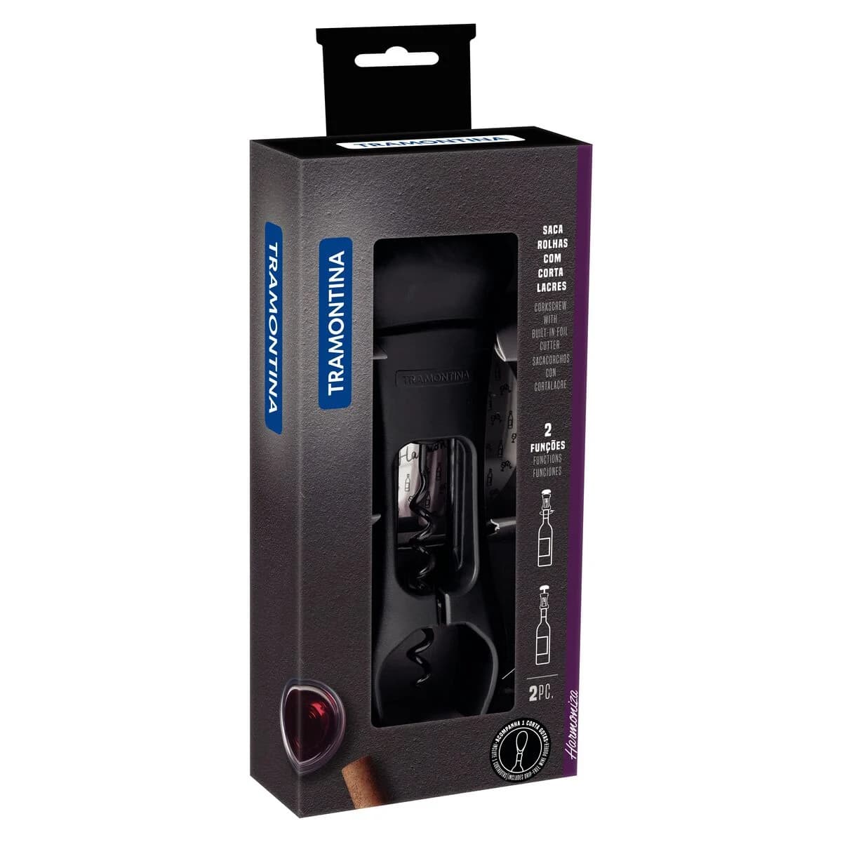 Sacacorchos Tramontina Harmoniza Negro Acero Inoxidable — miniatura 2