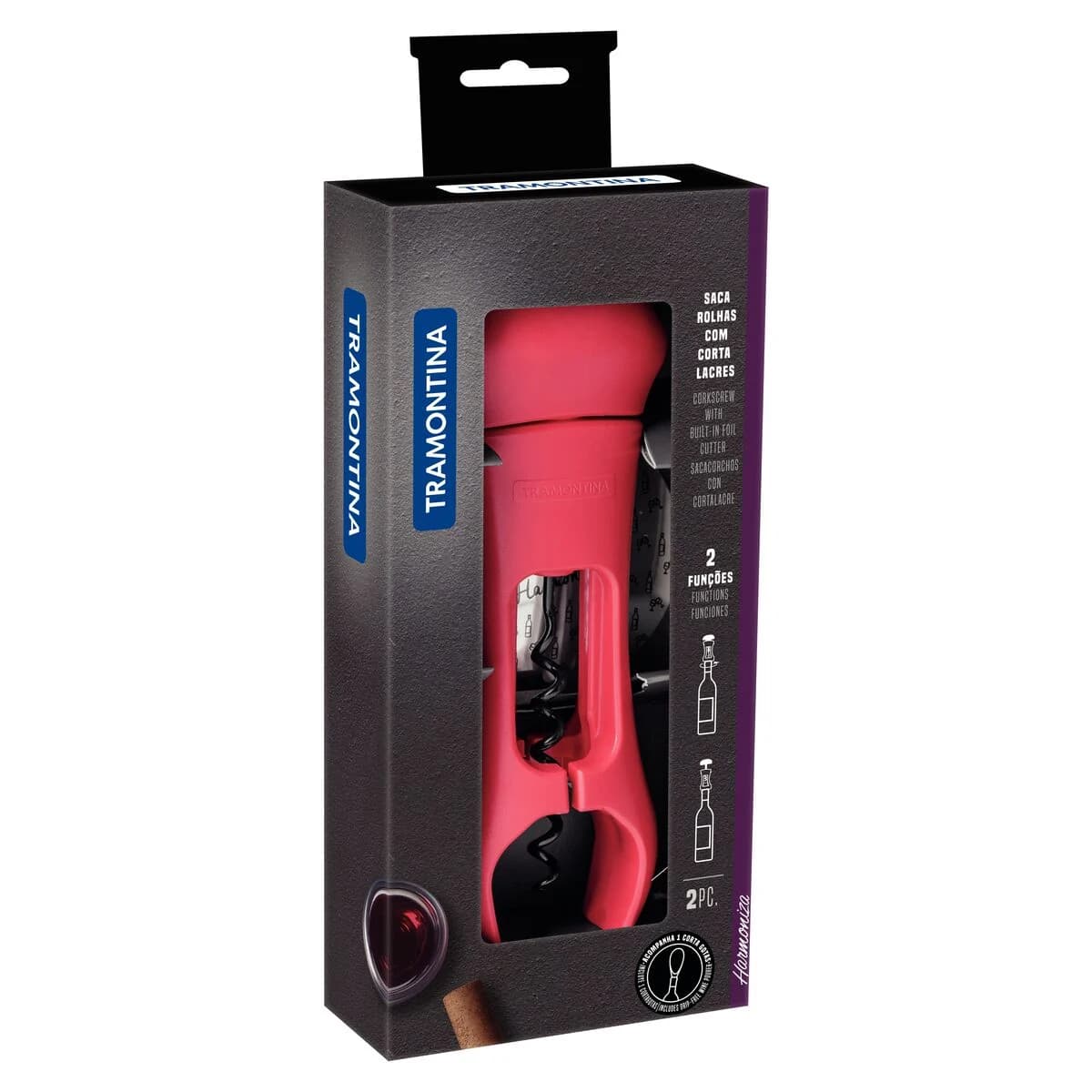 Sacacorchos Tramontina Harmoniza Rojo Acero Inoxidable — miniatura 2