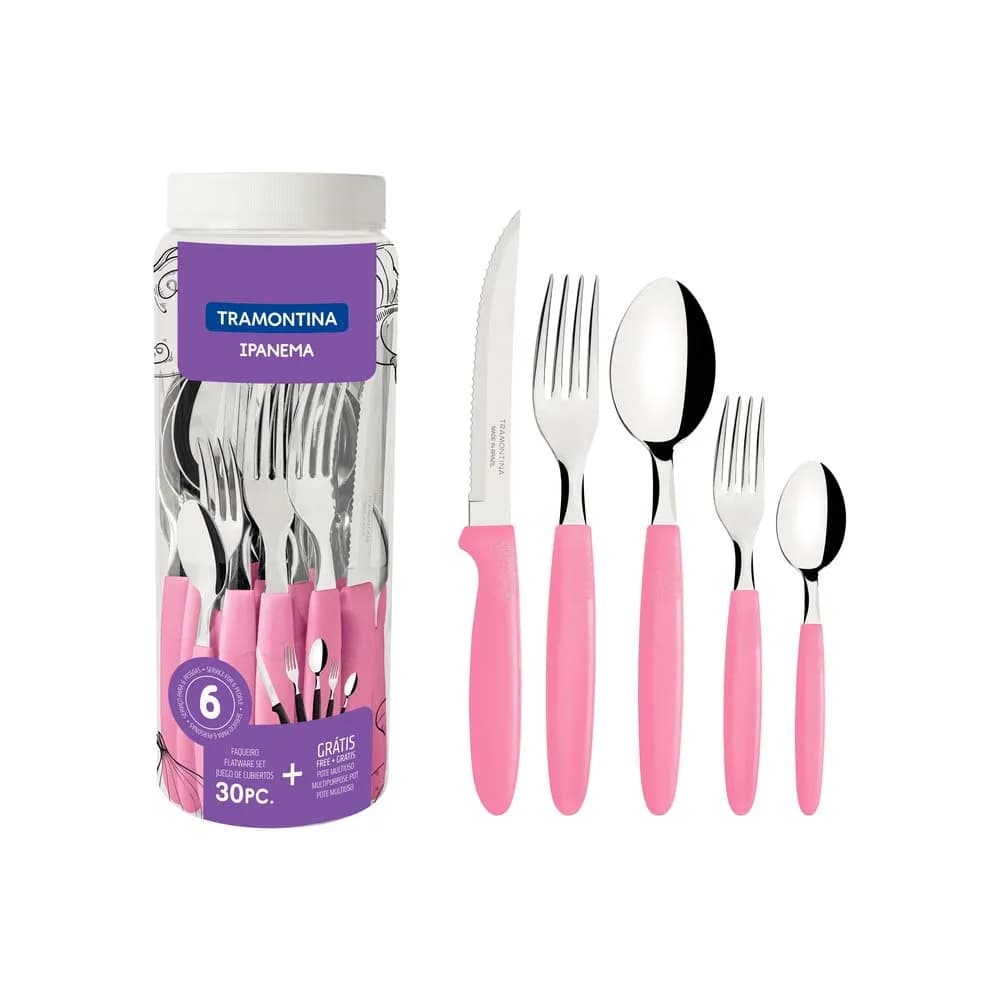 Juego De Cubiertos Tramontina Ipanema 30 Piezas Rosado — imagen 1 de 1