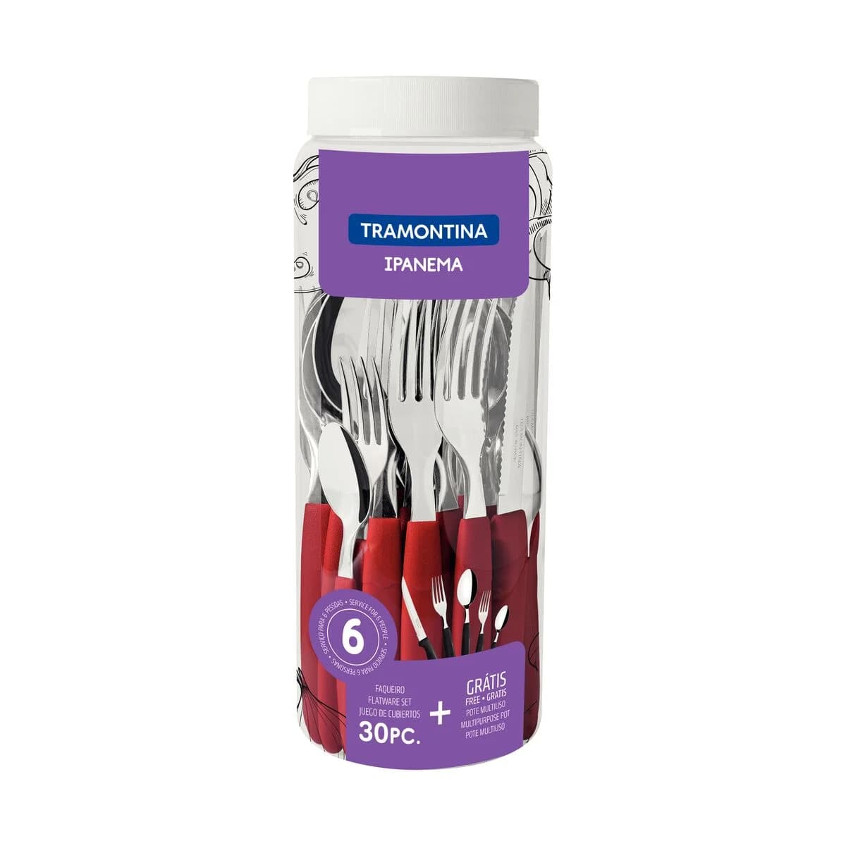 Juego De Cubiertos Tramontina Ipanema 30 Piezas Rojo — miniatura 3