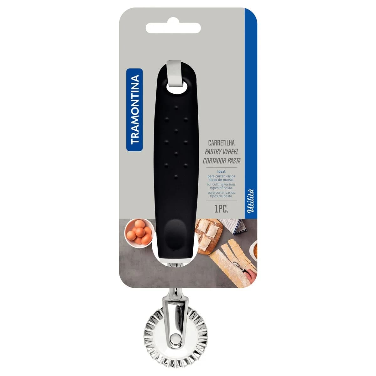 Cortador De Pasta Rueda Tramontina Zamak Cromado Negro — miniatura 2