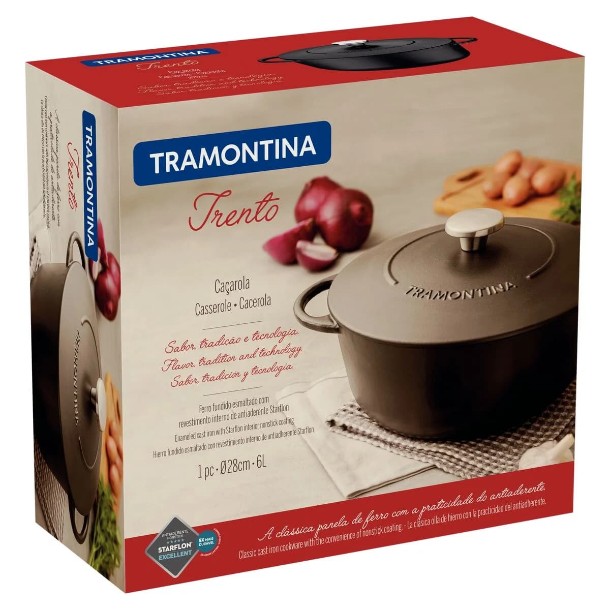 Cacerola Tramontina Trento Hierro Esmaltado 28 Cm 6 Litros — imagen 2 de 5