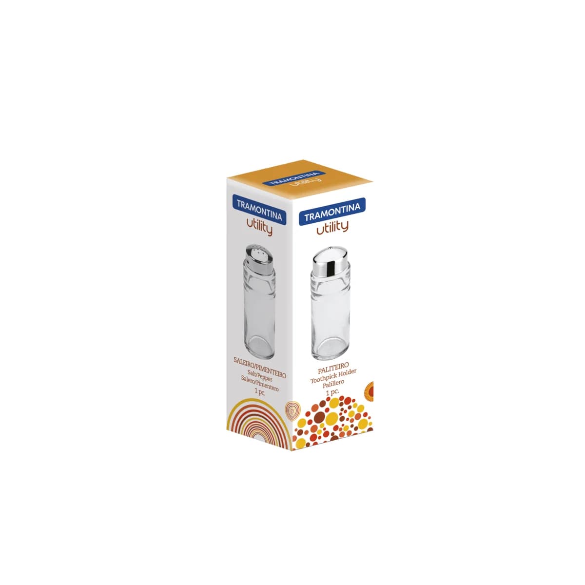 Salero De Vidrio Tramontina Tapa Acero Inoxidable 50g — imagen 2 de 4