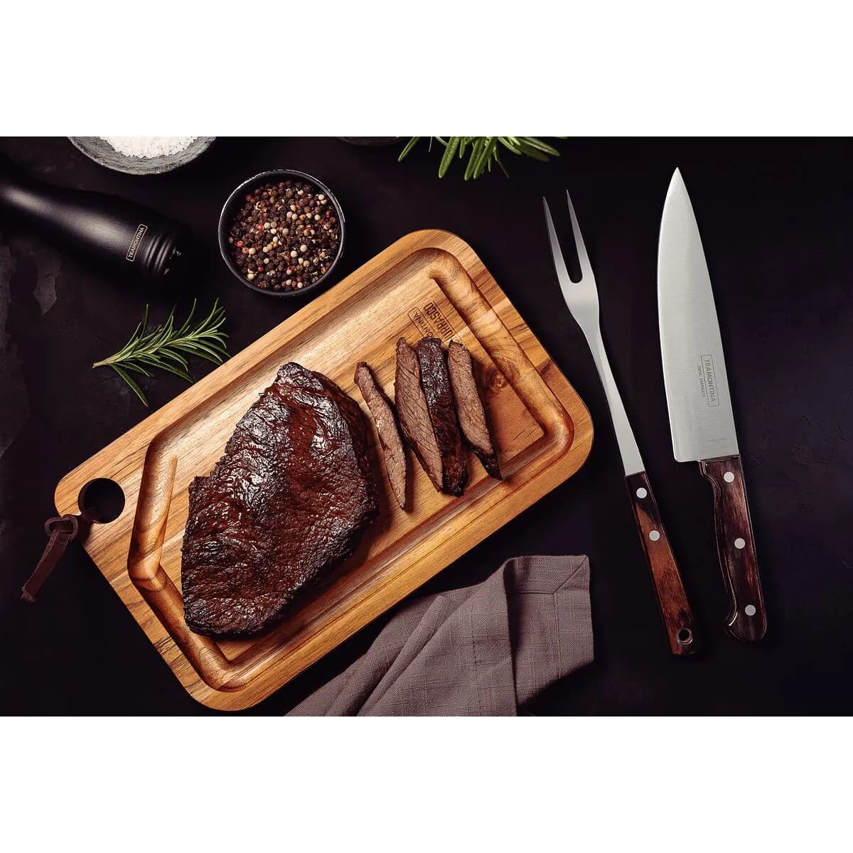 Tenedor De Asado Tramontina Polywood Acero Inoxidable Marron — miniatura 2