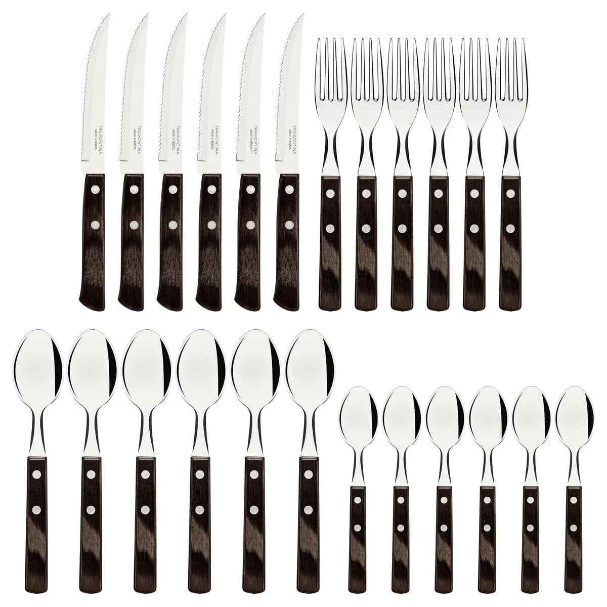 Juego De Cubiertos Tramontina Polywood 24 Piezas Acero Inox — miniatura 2