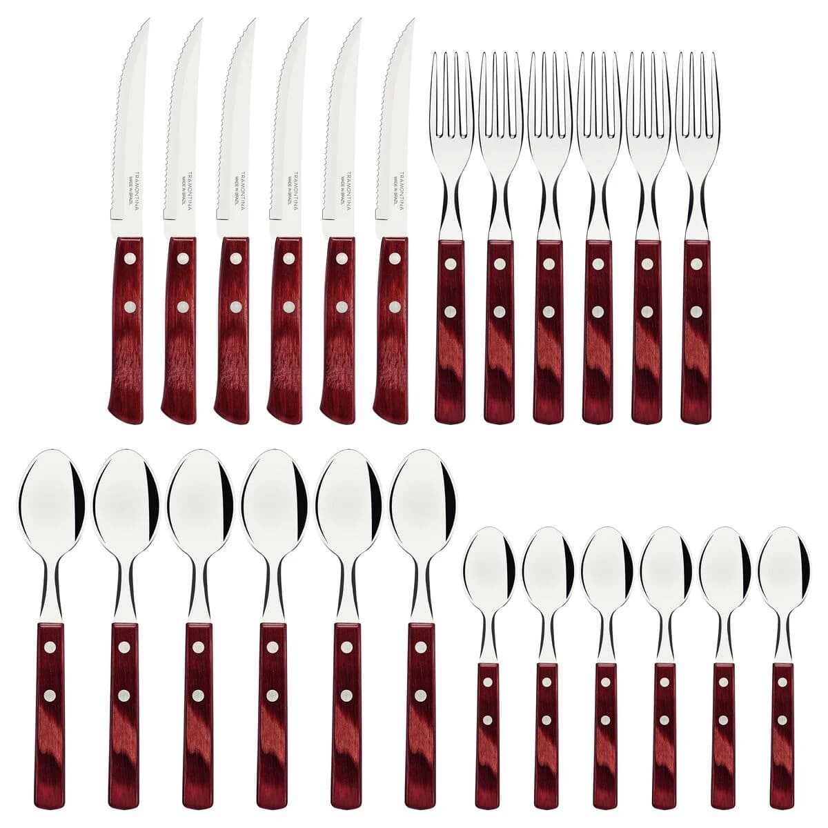 Juego De Cubiertos Tramontina Polywood 24 Piezas Acero Inox — miniatura 2