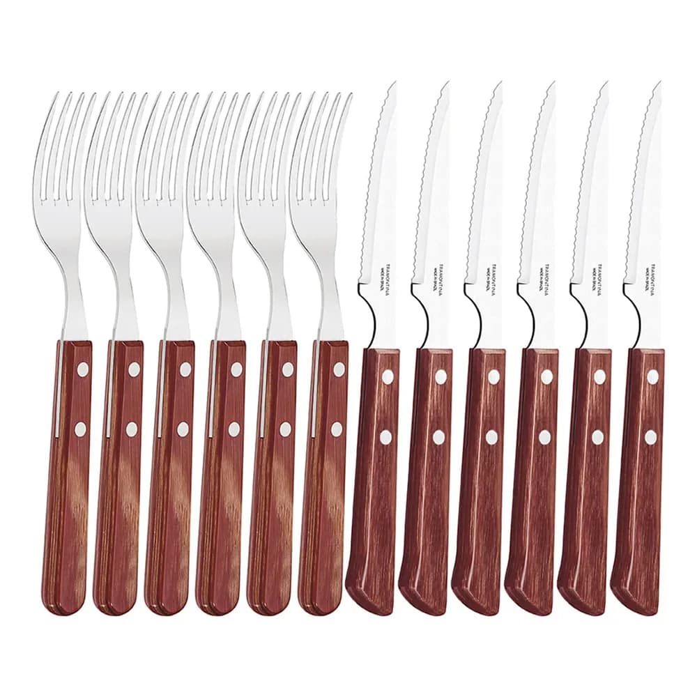 Juego De Cubiertos Tramontina Polywood Asado Madera 12 Pz — imagen 1 de 4