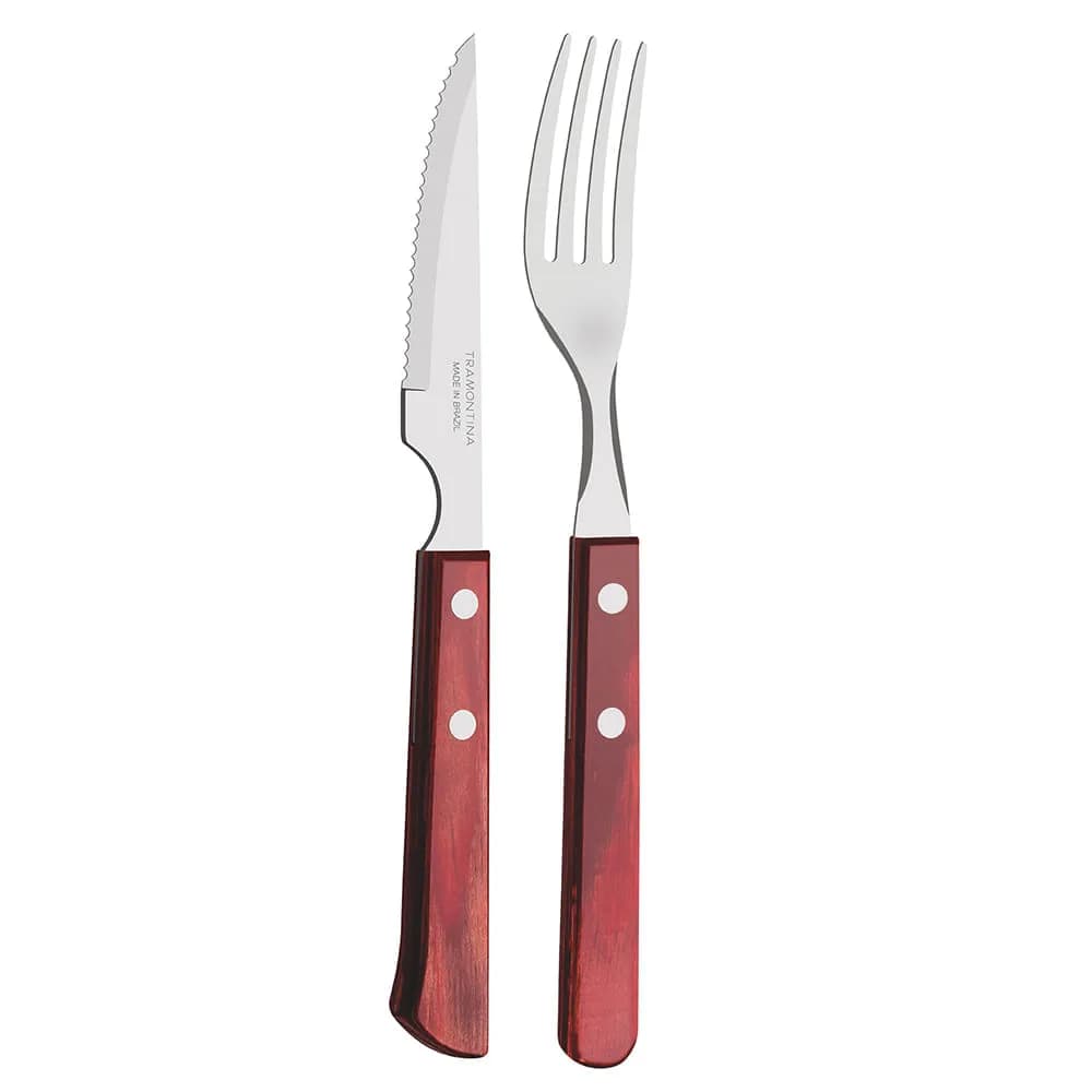 Juego De Cubiertos Tramontina Polywood Asado Madera 12 Pz — miniatura 2