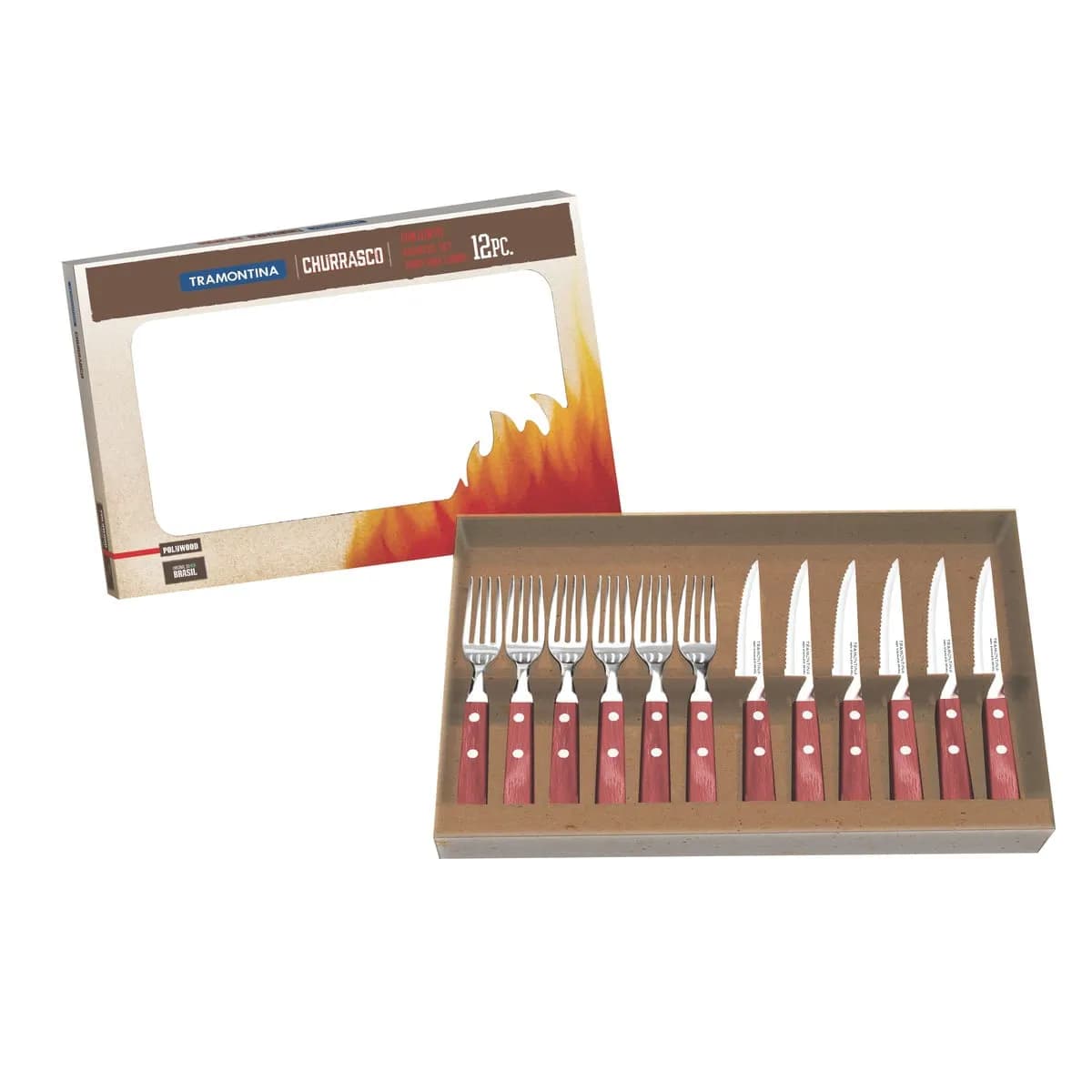 Juego De Cubiertos Tramontina Polywood Asado Madera 12 Pz — miniatura 3