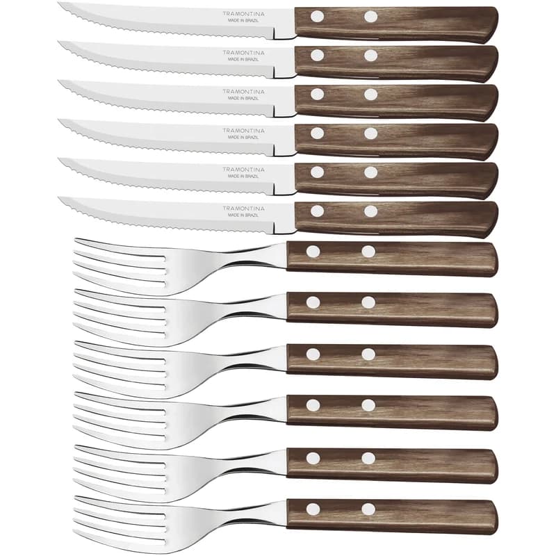 Juego De Cubiertos Tramontina Polywood Asado Madera 12 Pz — imagen 1 de 6
