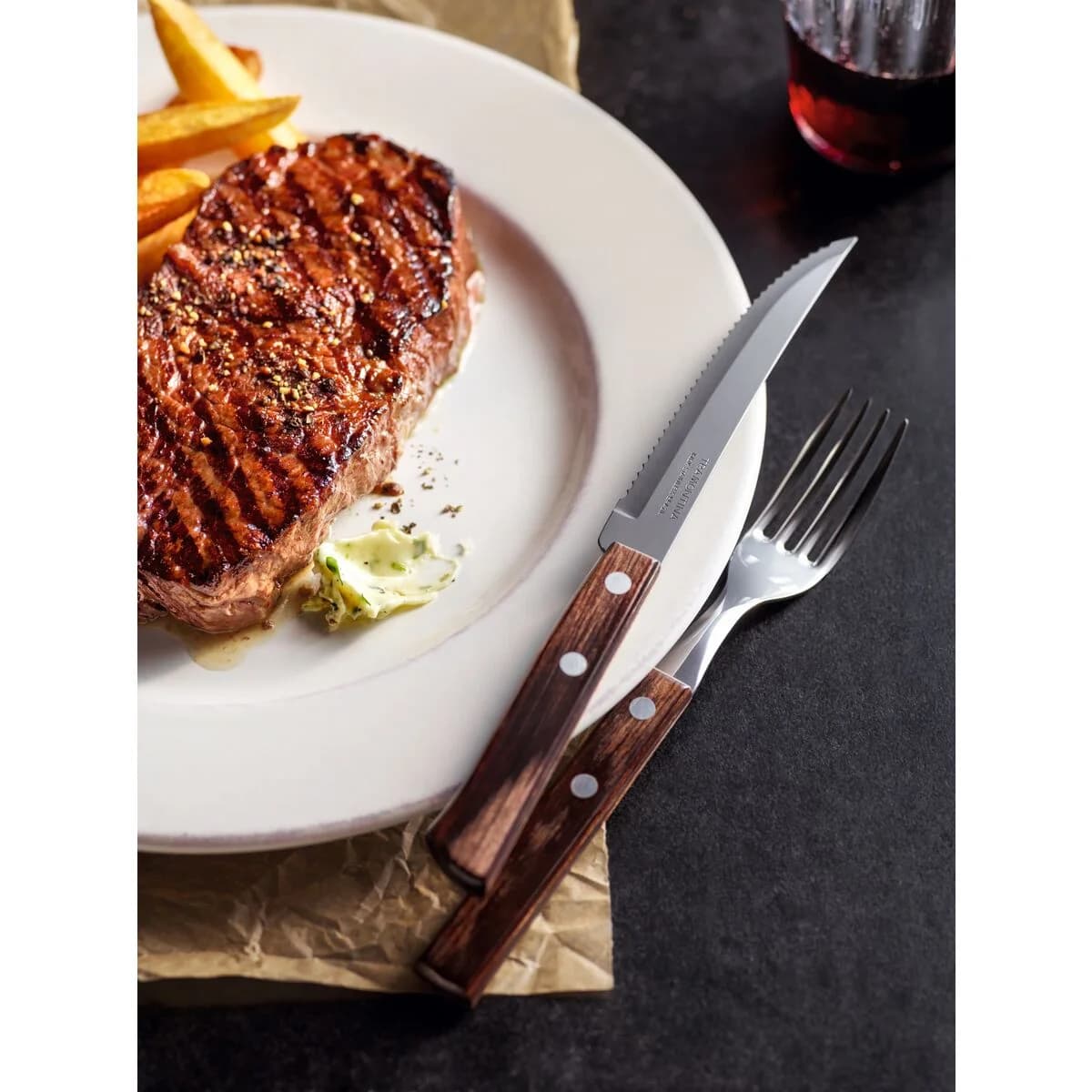 Juego De Cubiertos Tramontina Polywood Asado Madera 12 Pz — miniatura 6