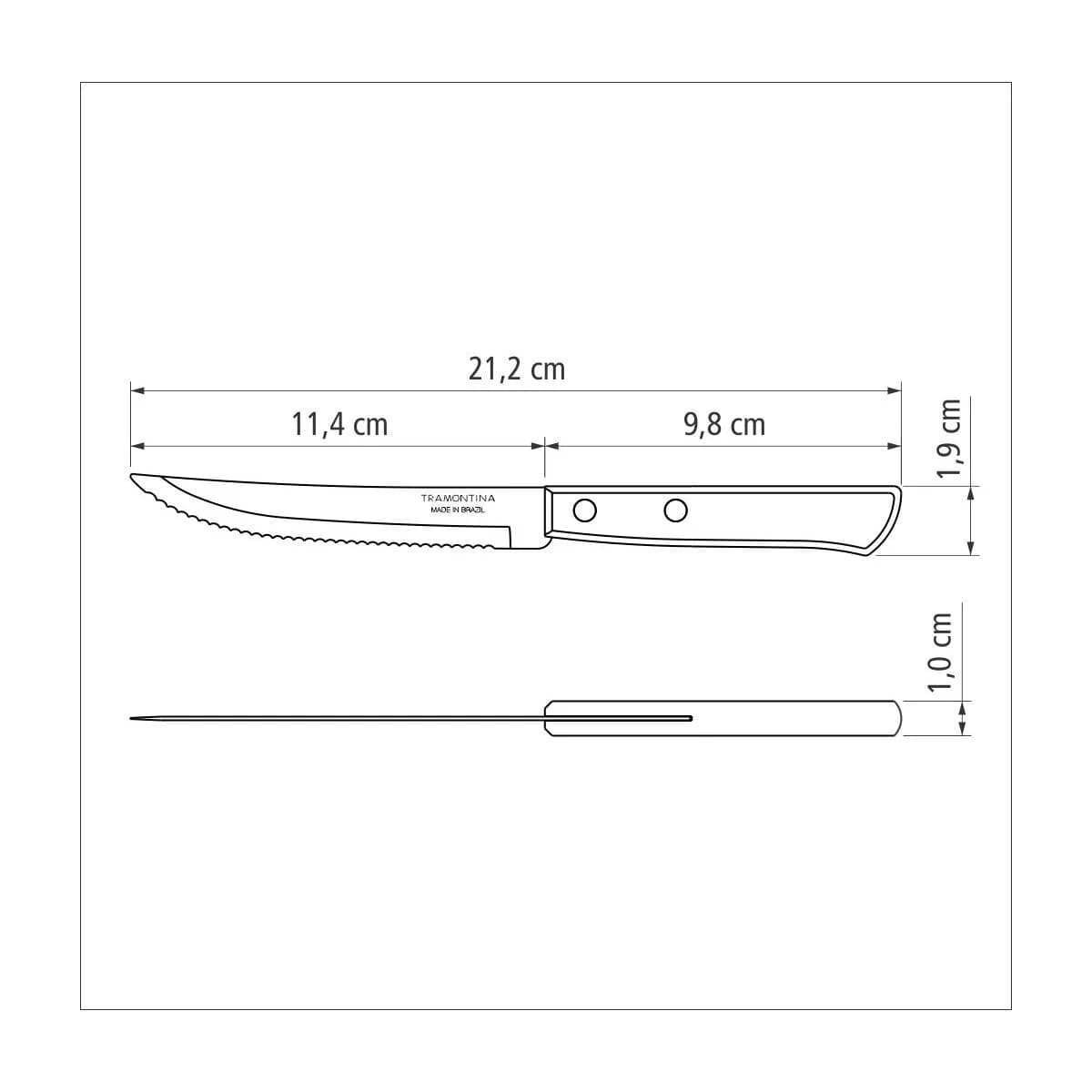 Cuchillo De Asado Tramontina Polywood Acero Inox X6 Unid — miniatura 4