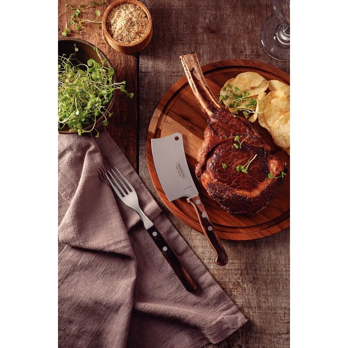 Hachuela De Cocina Tramontina Polywood Acero Inox 4 PuLG — miniatura 5