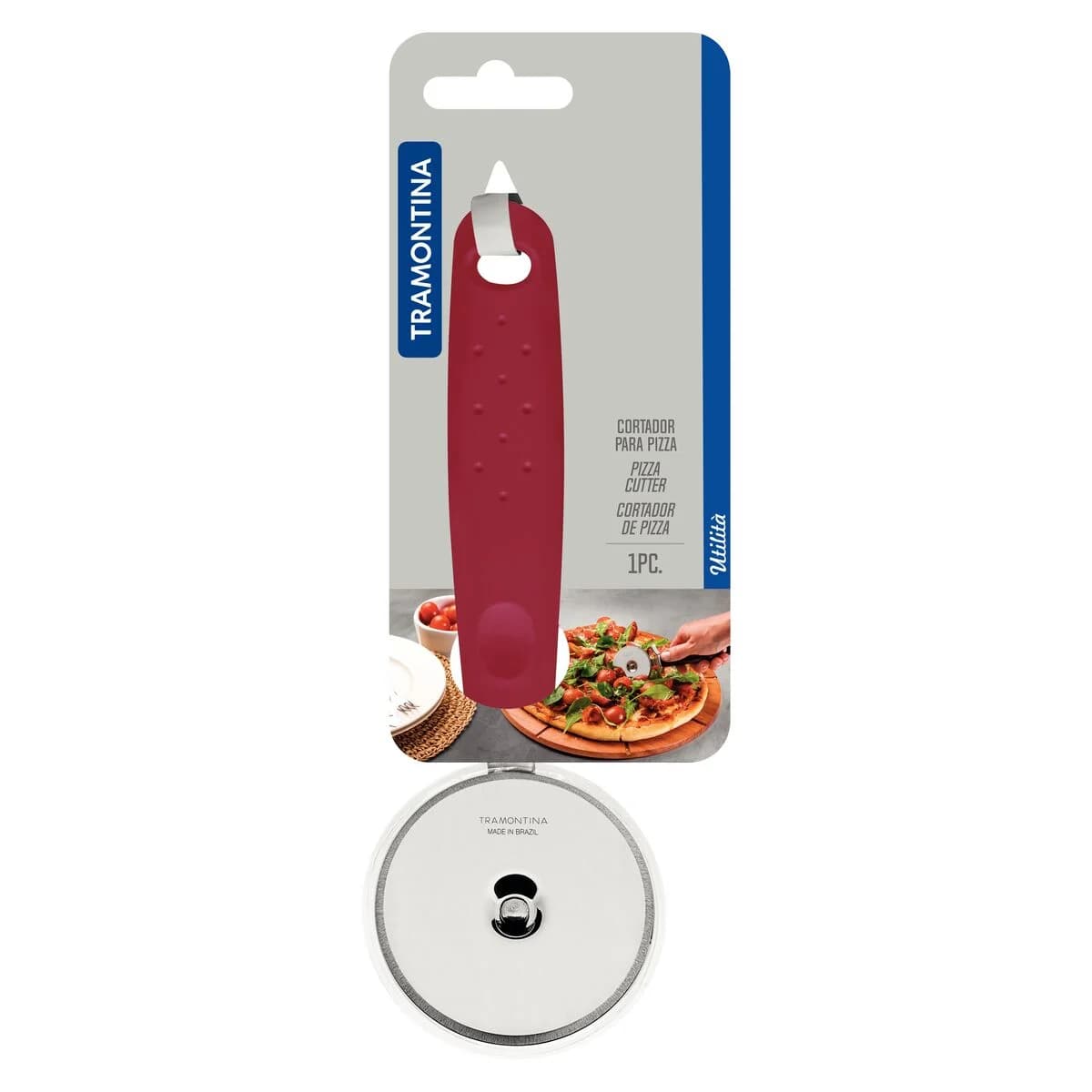 Cortador para Pizza Tramontina Utilita en Acero Inox Rojo — imagen 2 de 2