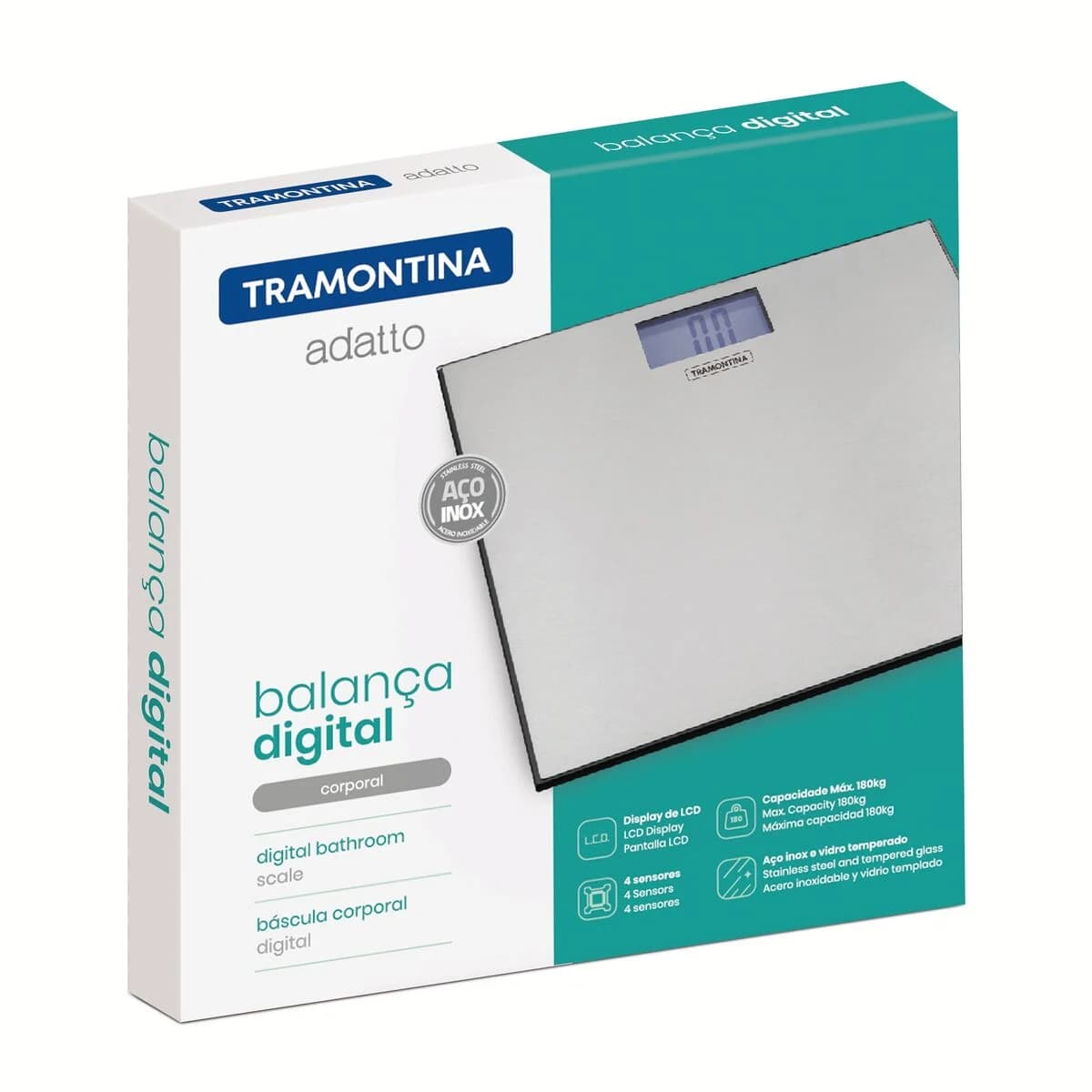 Balanza Digital de Baño Tramontina Adatto Acero Inoxidable — miniatura 2