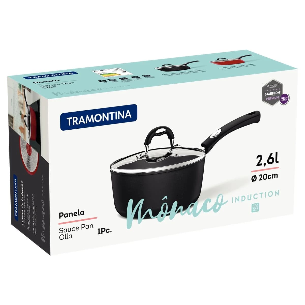 Olla Tramontina Monaco Induccion Antiadher 20 CM 2,6 Lts — imagen 2 de 6