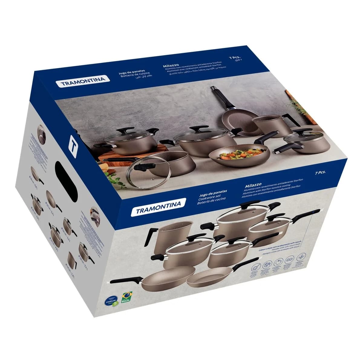 Bateria de Cocina Tramontina Milazzo Ollas 7 Piezas Teflon — miniatura 2