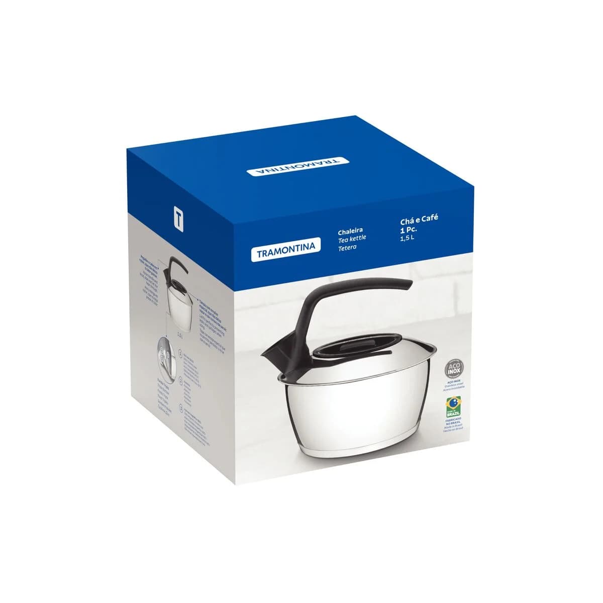 Caldera Tramontina Fondo Triple Induccion Acero Inox 1,5 Lts — miniatura 2