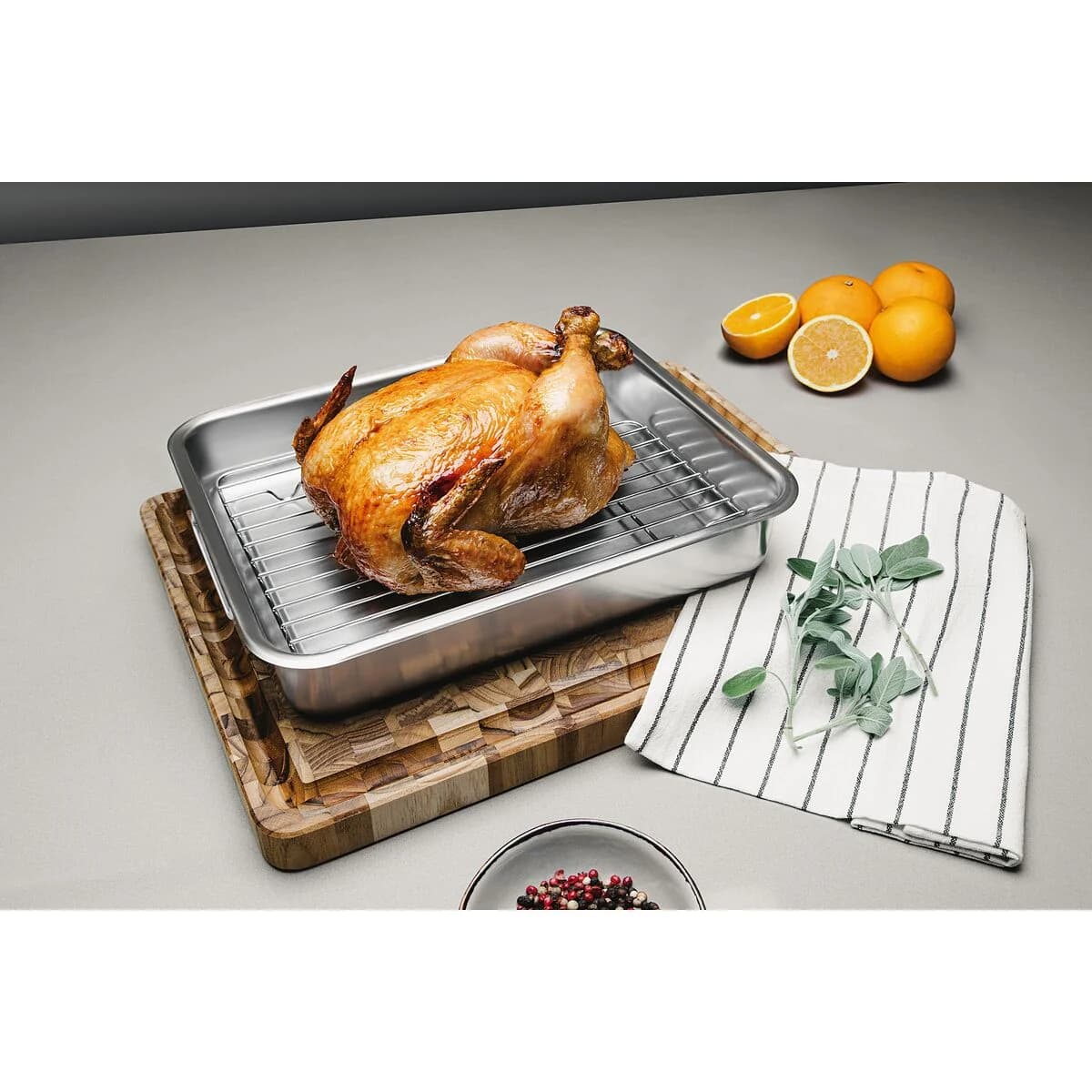 Asadera con Rejilla Tramontina Acero Inox 34 x 28 cm 4,6 L — imagen 4 de 4