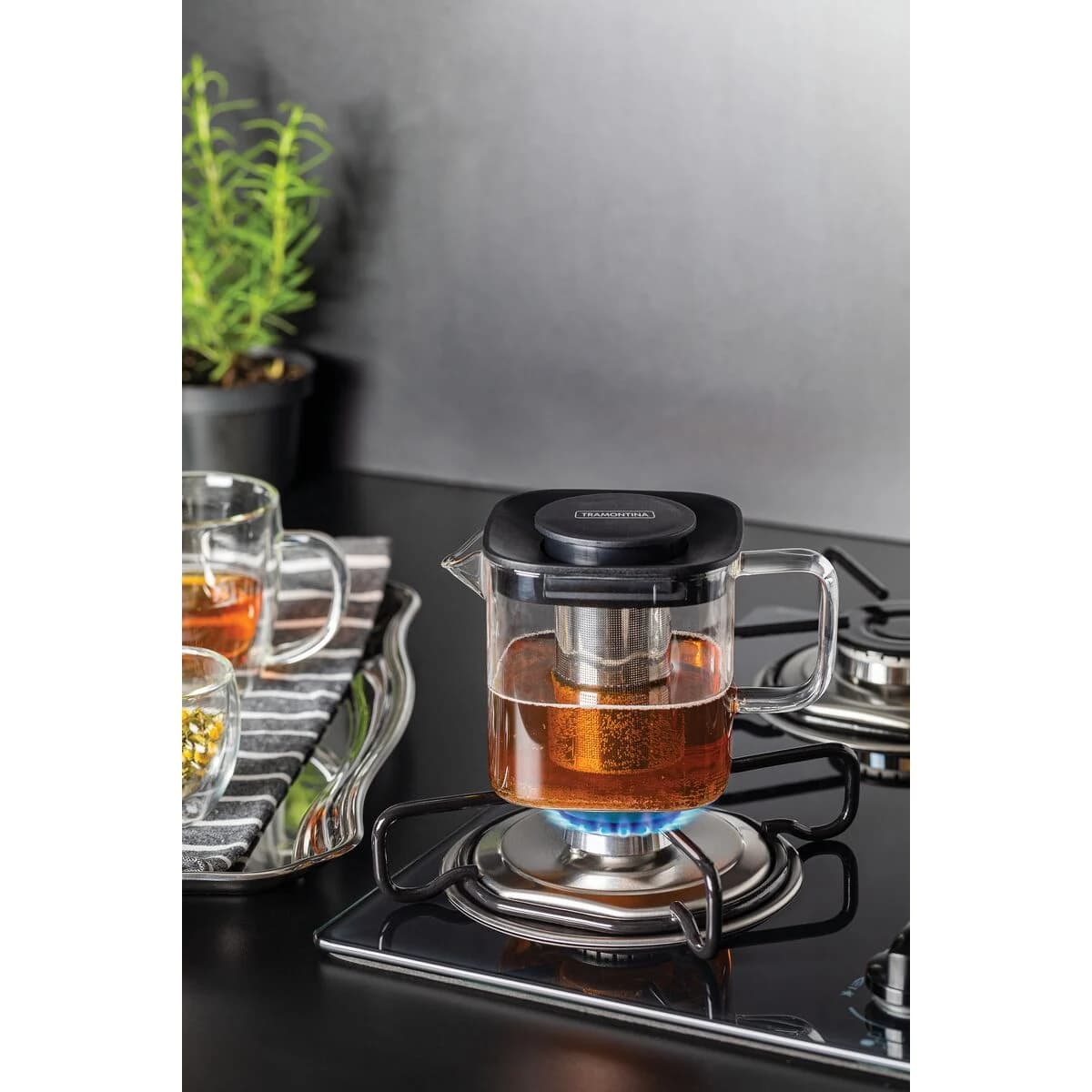Tetera Vidrio Acero Inoxidable Infusor de 600 ml Tramontina — miniatura 5