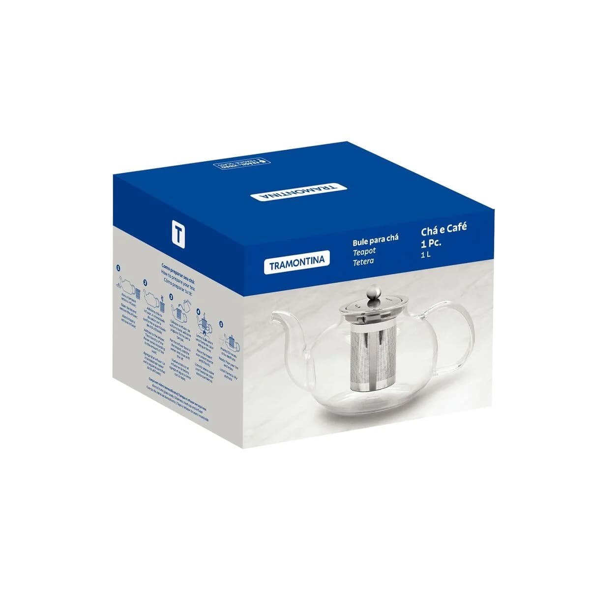 Tetera Vidrio Acero Inoxidable Infusor de 1,2 Lts Tramontina — miniatura 3