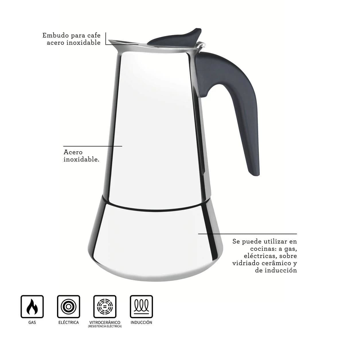 Cafetera Italiana Tramontina Acero Inoxidable 350 ml — miniatura 3
