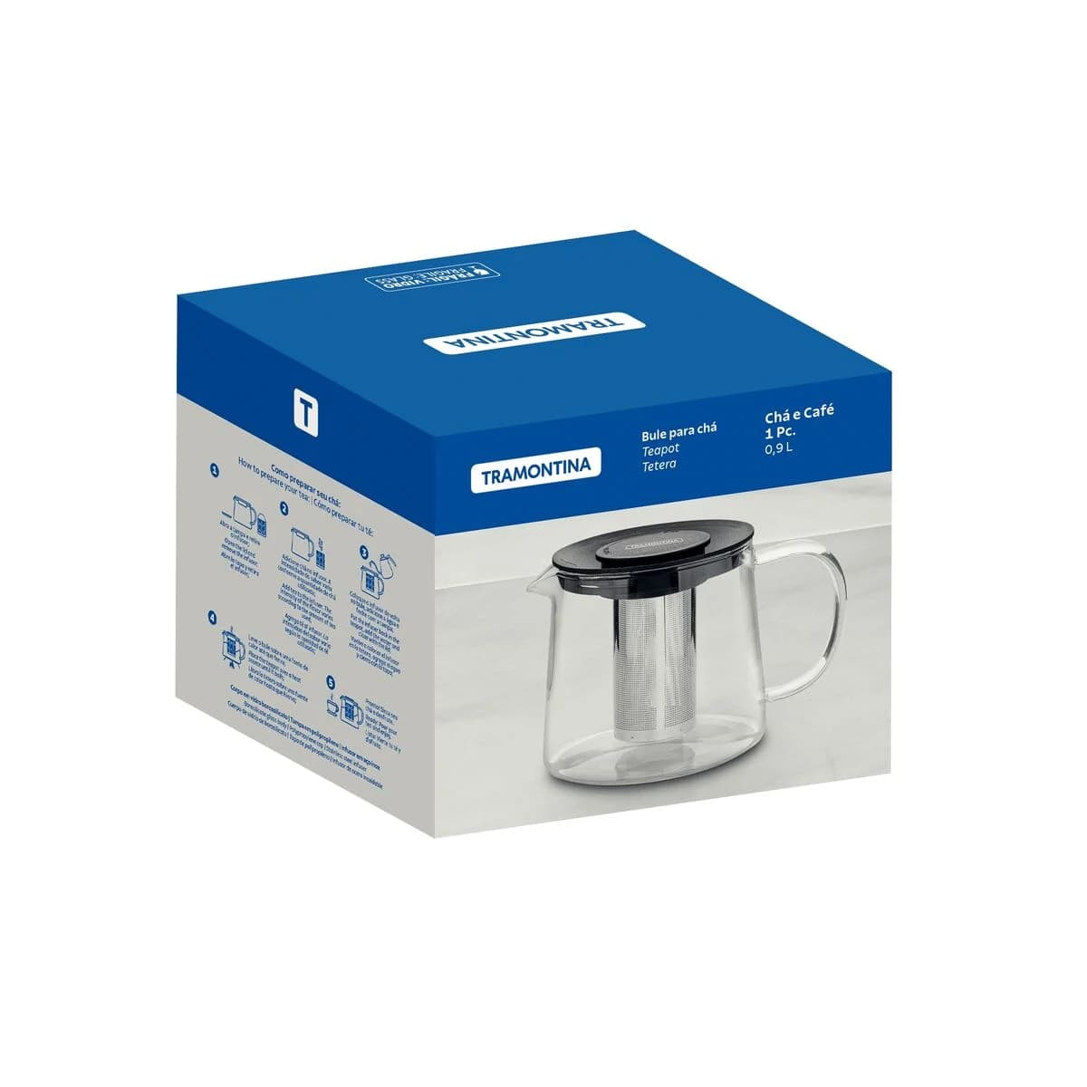 Tetera Vidrio Acero Inoxidable Infusor de 900 ml Tramontina — miniatura 2