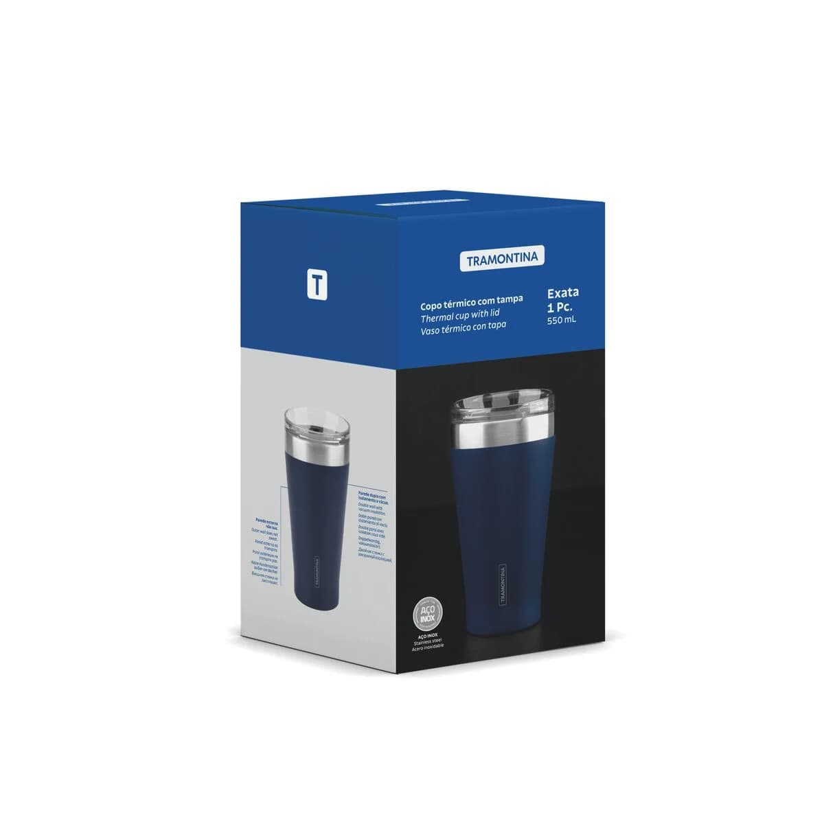 Vaso Termico Tramontina Exata Acero Inoxidable Azul 550 ml — miniatura 2